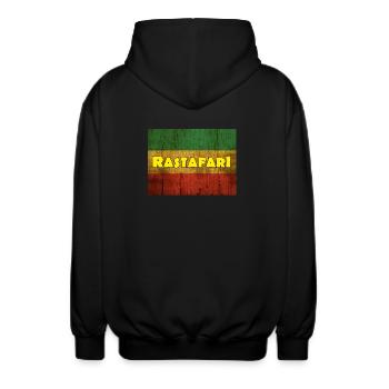Rastafari - Unisex Hooded Jacket - black - Back - AI Model Male 185 light (185cm)