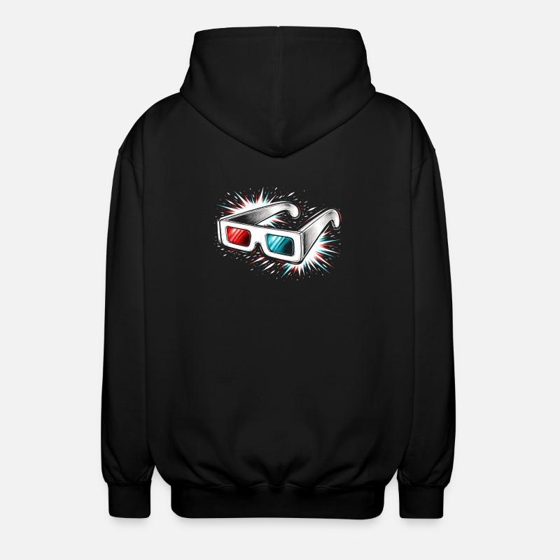 3D Glasses Retro Cinema Design - Unisex Hooded Jacket - black