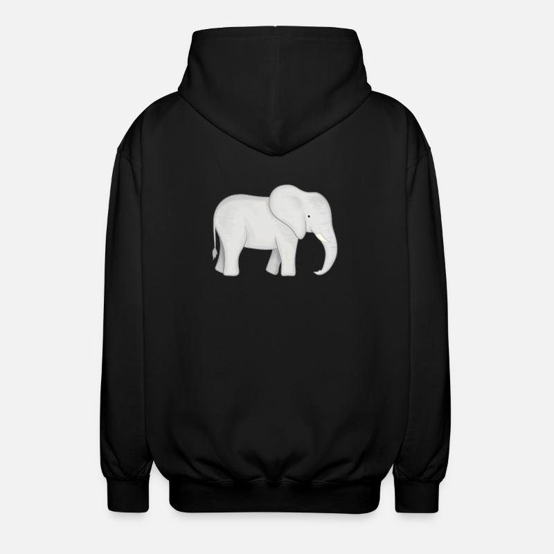 White Elephant Drawing - Unisex Hooded Jacket - black