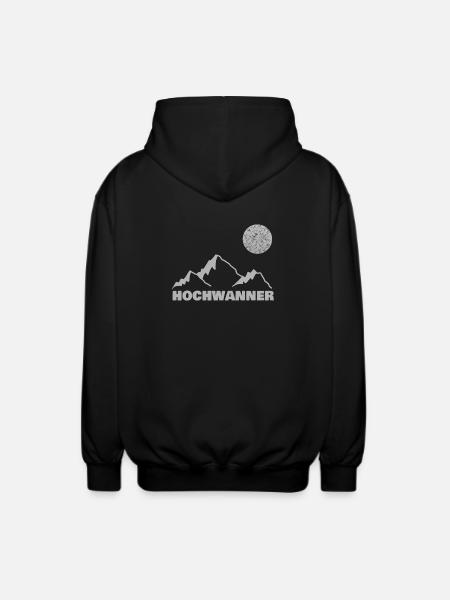 Hochwanner Bergsilhouette Mond - Unisex Kapuzenjacke - Schwarz