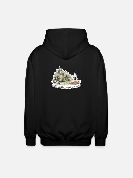 Living on Espresso & Dirt Roads - Unisex Hooded Jacket - black