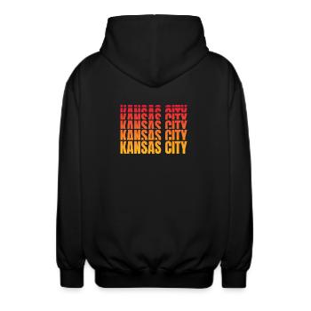 Séquence de gradient de Kansas City - Veste à capuche unisexe - noir - Dos - AI Model Male 185 light (185cm)