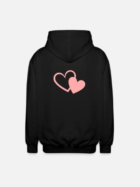 Valentines Pink Heart, Valentine's Day - Unisex Hooded Jacket - black