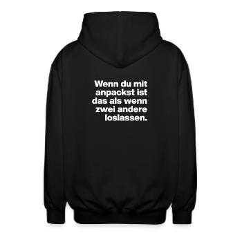 WENN DU ANPACKST, IST ES SO ... FAUL UND DUMM - Unisex Kapuzenjacke - Schwarz - Hinten - AI Model Male 185 light (185cm)