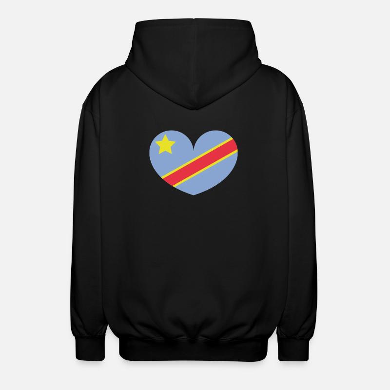 Kongo-Herzflagge - Unisex Kapuzenjacke - Schwarz