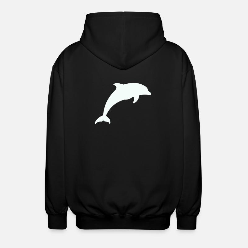 Silhouette de dauphin lumineux - Veste à capuche unisexe - noir