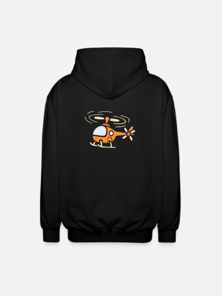 Funny cartoon helicopter in comic style - Unisex Hooded Jacket - black
