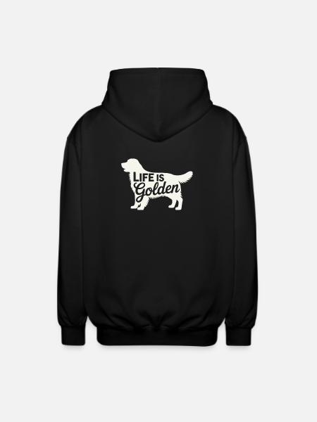 Life is Golden Retriever - Unisex Hooded Jacket - black