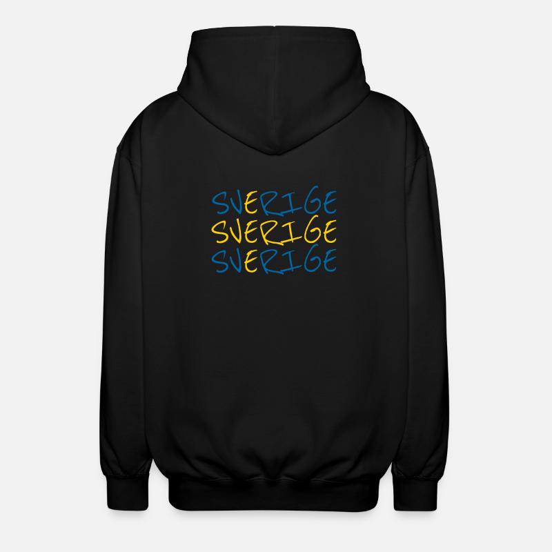 Sverige Lettrage Drapeau Suède Design - Veste à capuche unisexe - noir