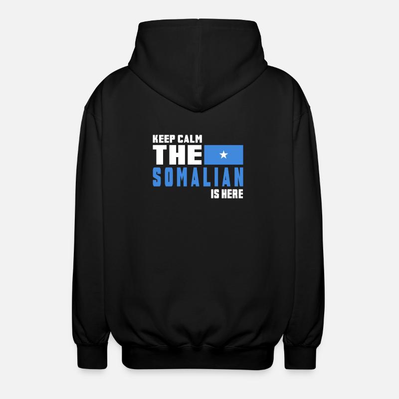 Keep calm Somalia flag design - Unisex Hooded Jacket - black