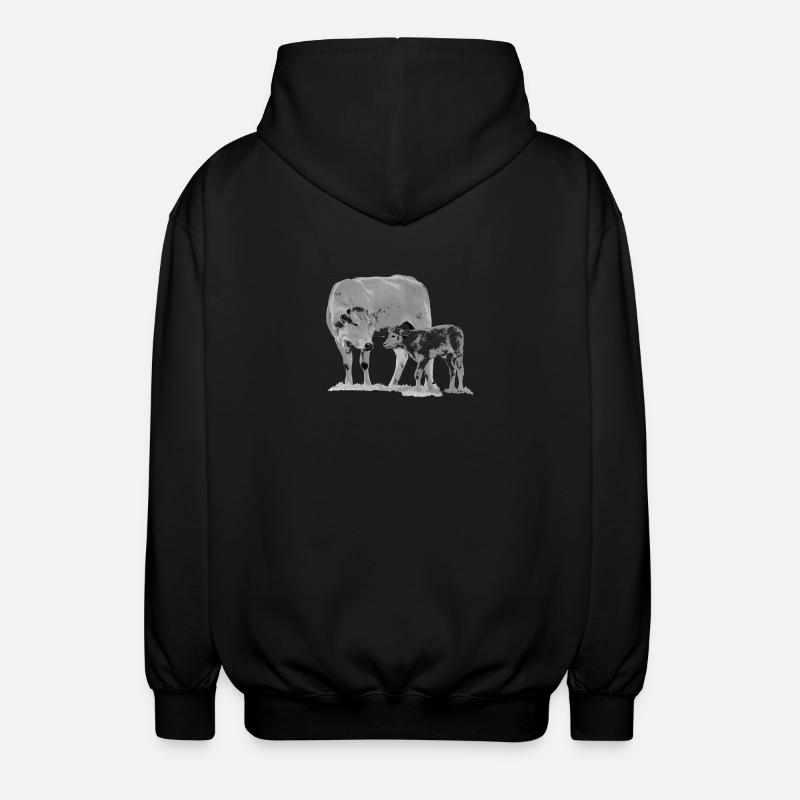 Kuh mit Kalb - Unisex Kapuzenjacke - Schwarz