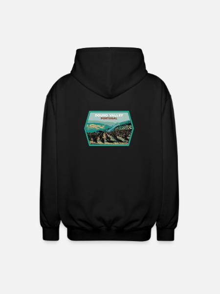 Douro Valley Shield, Portugal Illustration - Unisex Hooded Jacket - black