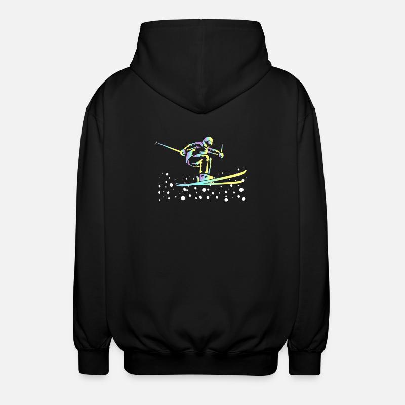 Neon Gradient Ski Jumping - Unisex Hooded Jacket - black