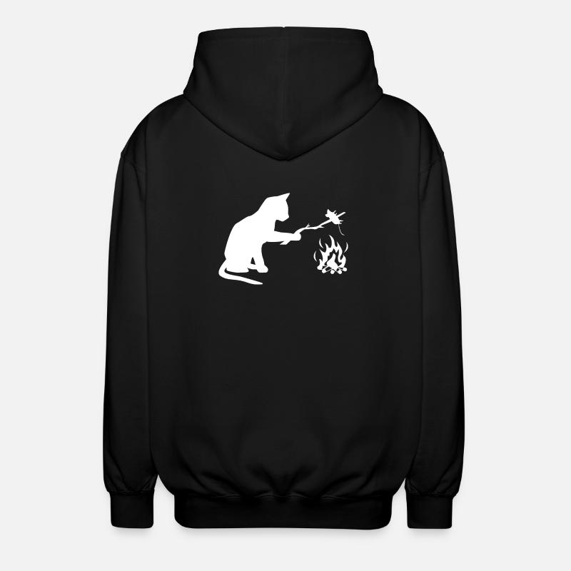 Chat au barbecue, camping, BBQ - Veste à capuche unisexe - noir