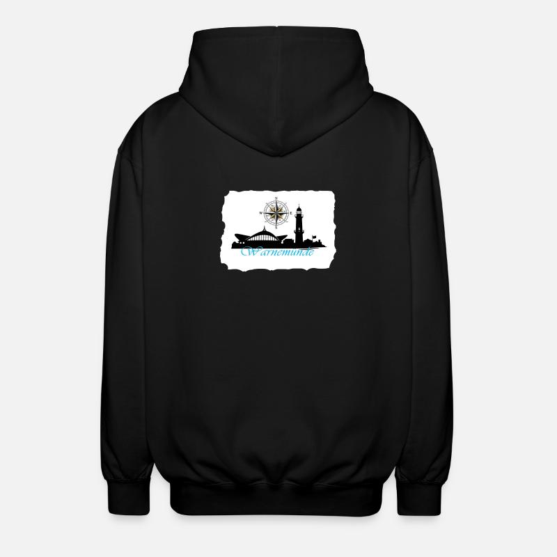 Warnemünde Compass & Lighthouse Silhouette - Unisex Hooded Jacket - black