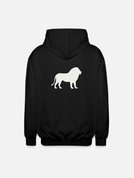 Lion silhouette on cream - Unisex Hooded Jacket - black