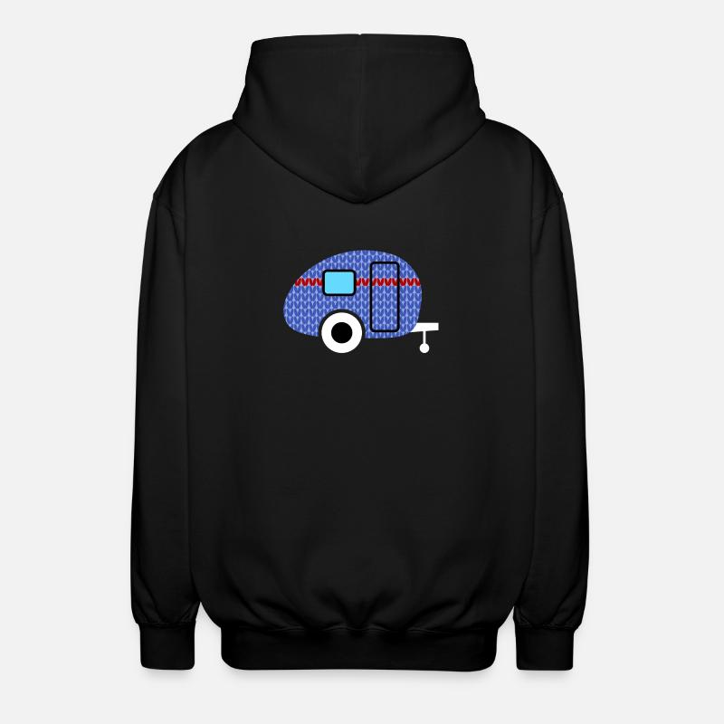 Caravan Strickmuster Wohnwagen Camping Winter - Unisex Kapuzenjacke - Schwarz