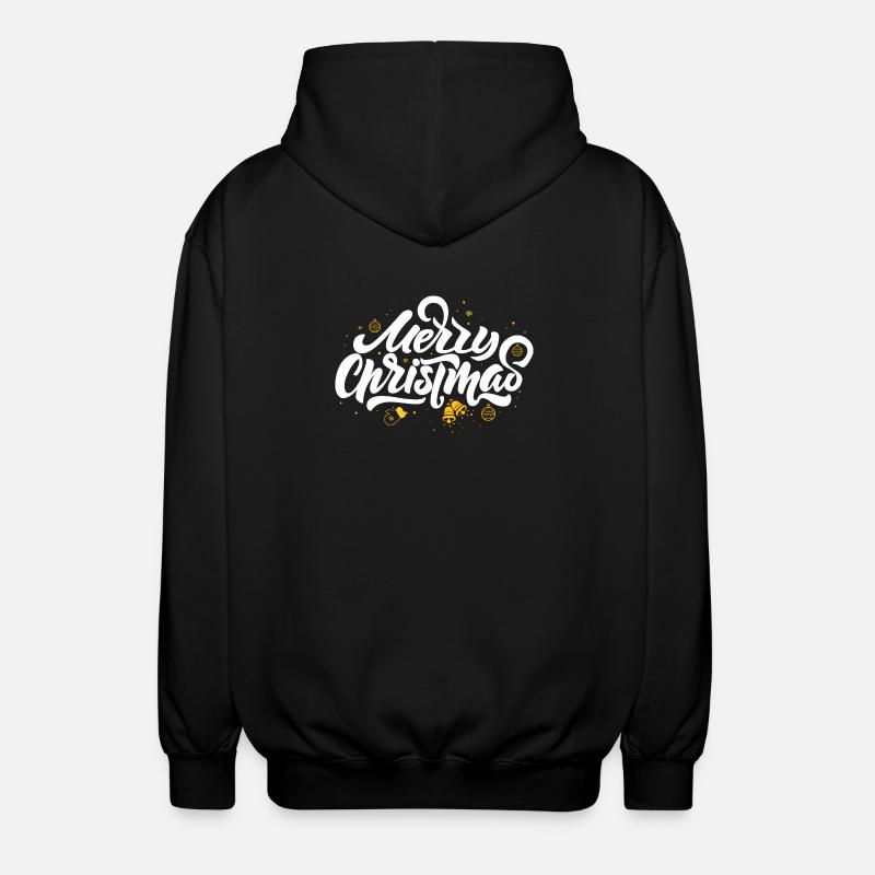 Merry Christmas Script & Ornaments - Unisex Hooded Jacket - black
