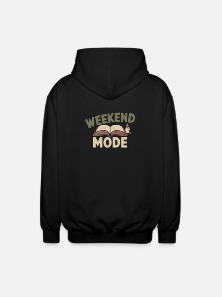 Weekend Mode – Cozy Buch & Kerze - Unisex Kapuzenjacke - Schwarz