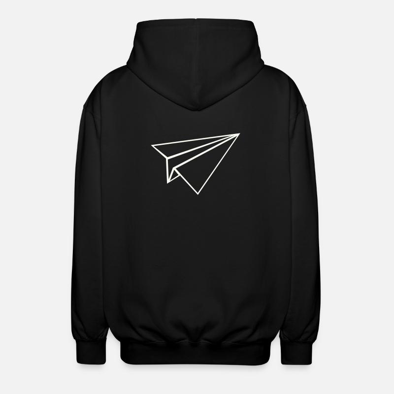Papierflugzeug Linienkunst - Unisex Kapuzenjacke - Schwarz