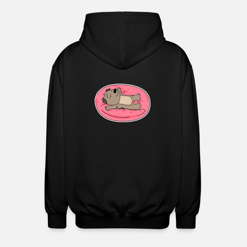Cute dog lying down - Unisex Hooded Jacket - black