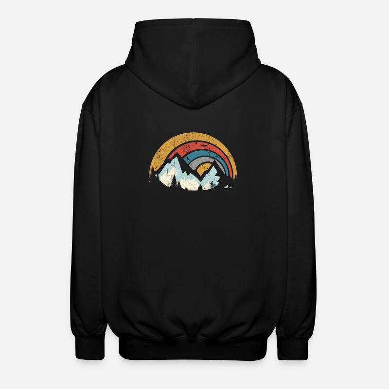 Retro Mountain Sunset Arc - Unisex Kapuzenjacke - Schwarz