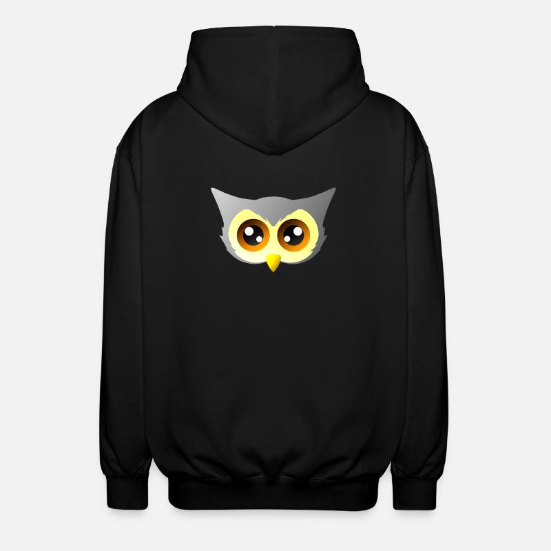 vögel closing, süßes eulengesicht - Unisex Kapuzenjacke - Schwarz
