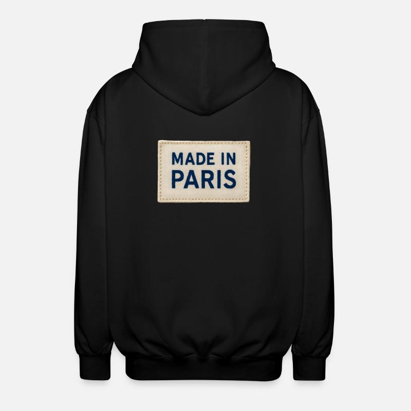 Made in Paris Fabric Patch - Unisex Hooded Jacket - black