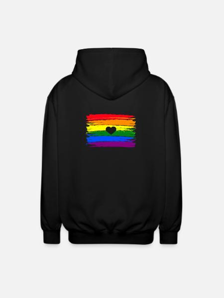 Regenboogvlag hart LGBT Gay Pride - Uniseks zip hoodie - zwart