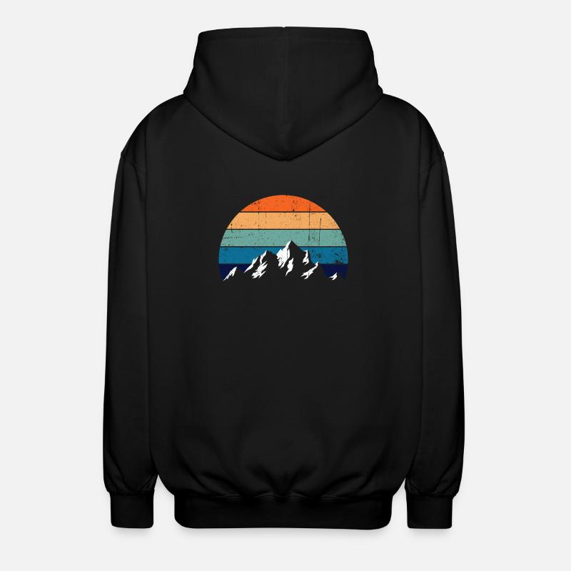 Retro Mountain Sunset Gradient - Unisex Hooded Jacket - black