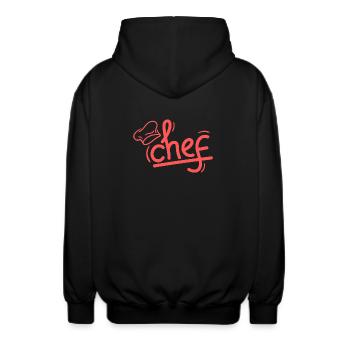 Red Chef Sketch Elegant - Unisex Kapuzenjacke - Schwarz - Hinten - AI Model Male 185 light (185cm)