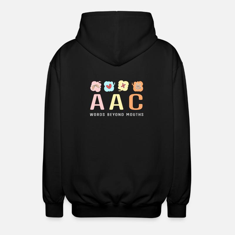 SLP Sign Language AAC Communication - Unisex Hooded Jacket - black