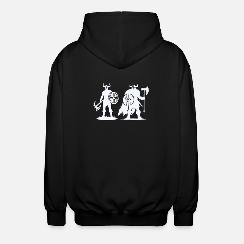 Wikinger-Duo: Schild & Beil im Schatten - Unisex Kapuzenjacke - Schwarz