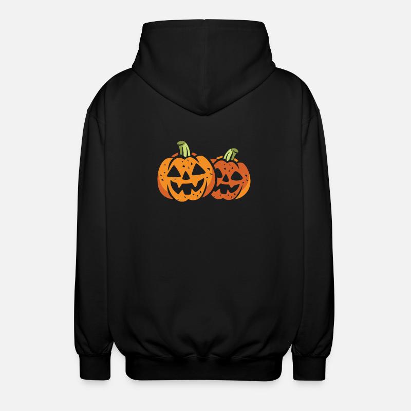 Two funny Halloween pumpkins - Unisex Hooded Jacket - black