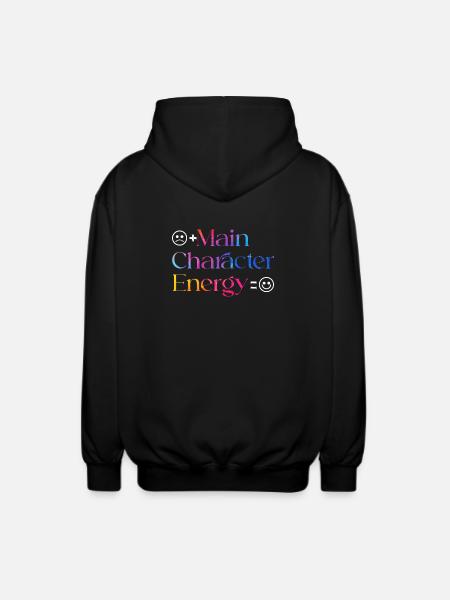 Main Character Energy smilie - Unisex Hooded Jacket - black