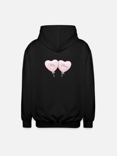Herr og fru hjerteballongparmotiv - Unisex-hettejakke - svart