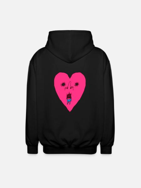Heart Grimace - Lelijk hartgezicht - Uniseks zip hoodie - zwart
