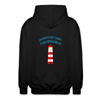 Therapie? - Ich muss nur nach Ameland. - Unisex Kapuzenjacke - Schwarz - Hinten - AI Model Male 185 light (185cm)