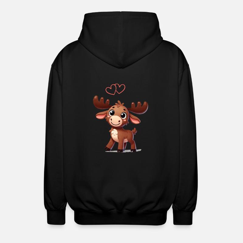 Moose Comic Love - Unisex Hooded Jacket - black