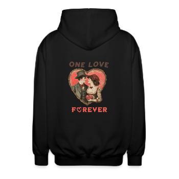 Ewige Liebe - Unisex Kapuzenjacke - Schwarz - Hinten - AI Model Male 185 light (185cm)