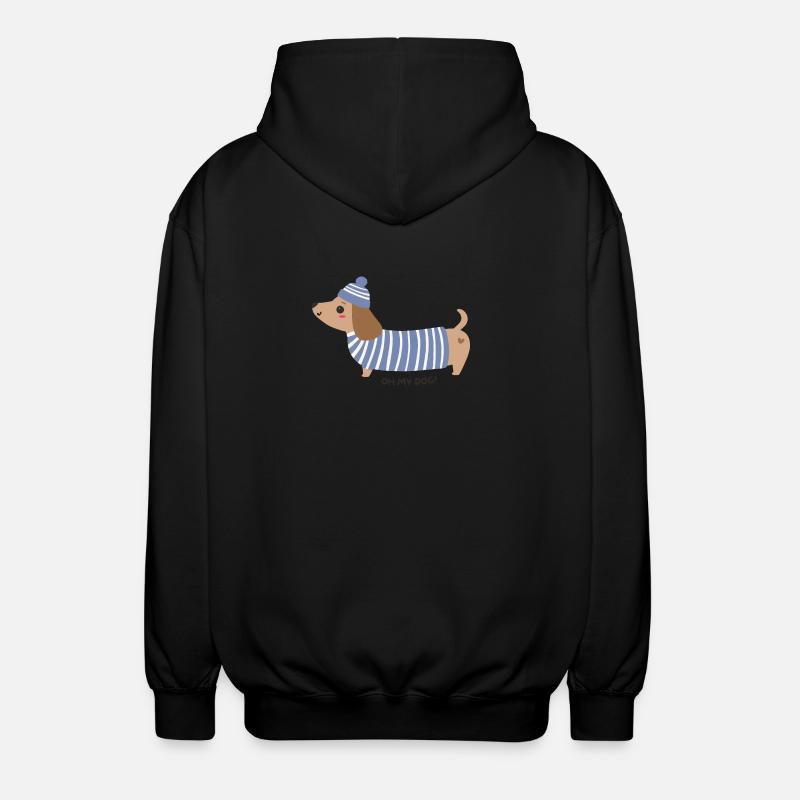 Oh mon chien ! - Rayures bleues - Veste à capuche unisexe - noir