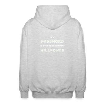 Mot de passe fort – IT Humor Tee - Veste à capuche unisexe - gris clair chiné - Dos - AI Model Male 185 light (185cm)