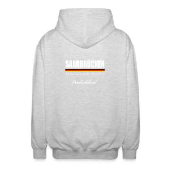 Saarbrücken - Unisex Kapuzenjacke - Hellgrau meliert - Hinten - AI Model Male 185 light (185cm)