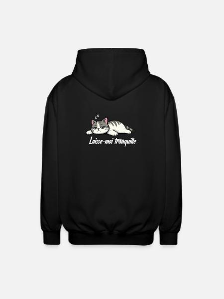 T-shirt Chat Laisse-moi tranquille drôle - Veste à capuche unisexe - noir