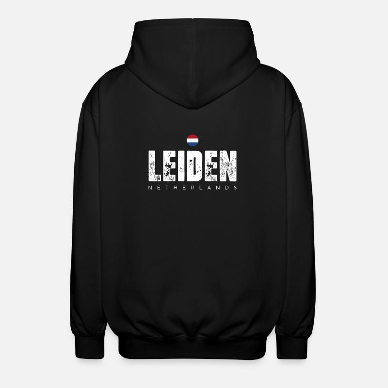 Leiden City Distressed Print - Unisex Kapuzenjacke - Schwarz