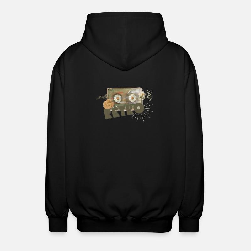 Retro Cassette Collage - Unisex Hooded Jacket - black