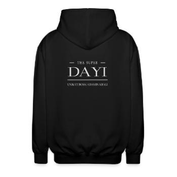 The Super Dayi - Adamin Krali (türk) - Türk Dayi - Unisex Kapuzenjacke - Schwarz - Hinten - AI Model Male 185 light (185cm)