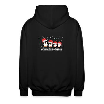 Weihnachten = Familie / X Mas / Pinguine / Schnee - Unisex Kapuzenjacke - Schwarz - Hinten - AI Model Male 185 light (185cm)