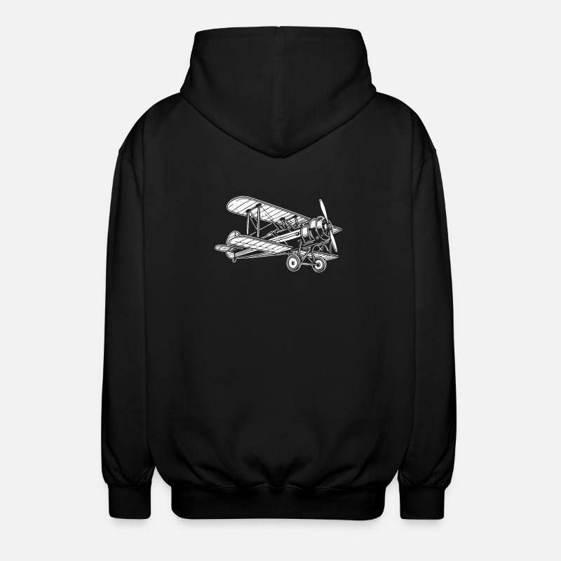 Biplane Oldtimer, conception classique d’avion - Veste à capuche unisexe - noir