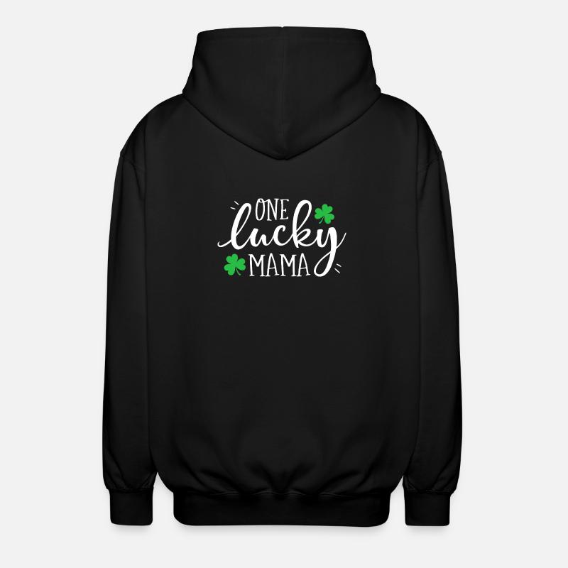 One Lucky Mama Clover Tee - Unisex Hooded Jacket - black